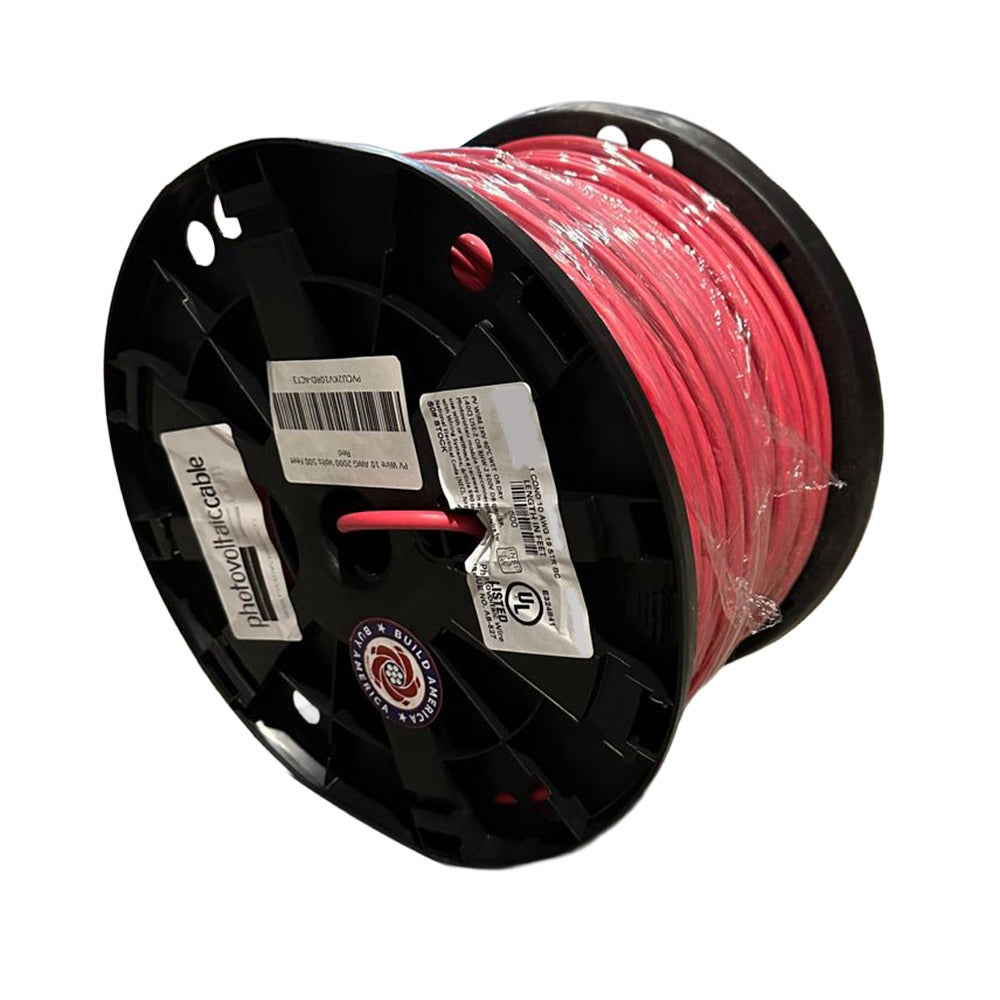 10 AWG PV Wire 2000V UL4703 - 500ft Red | Made in USA