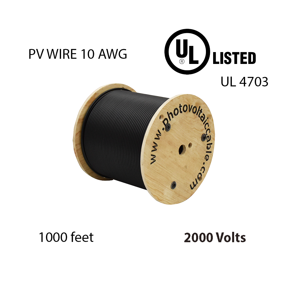 10 AWG PV Wire 2000V UL4703 – Solar Cable 500 ft / 1000 ft Made in USA